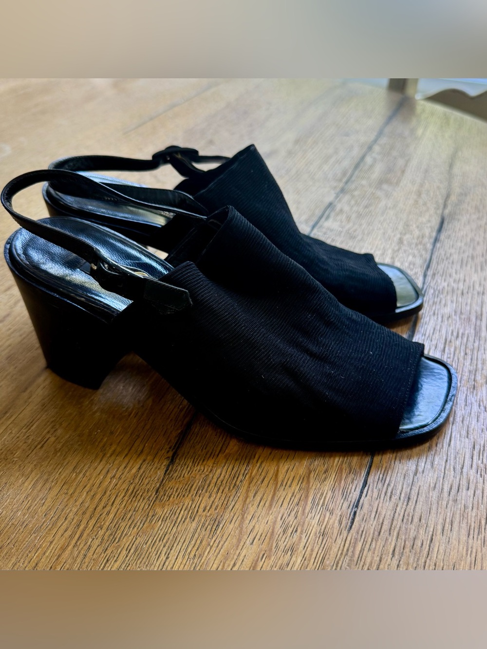 Immagine Black Open-Toe Slingback Block Heels Size 7 Worn Once